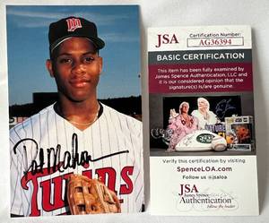 lot 45B image: Pat Mahomes Signed 3x5 Post Card with JSA COA - Minnesota Twins Baseball