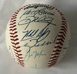 lot 31B image: 2005 Minnesota Twins Team Signed Baseball - Joe Mauer, Johan Santana, Torii Hunter, Jacque Jones, Cuddyer, Gardenhire, and Many More