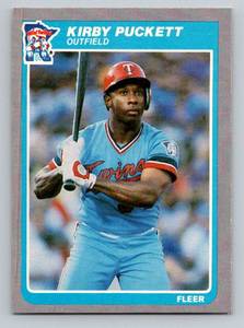 lot 8C image: Kirby Puckett RC 1985 Fleer #286 Rookie Vintage Minnesota Twins Baseball Card