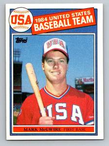 lot 12C image: Mark McGwire RC 1985 Topps Team USA #401 Rookie Vintage Baseball Card