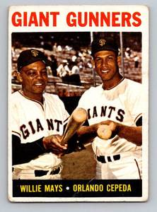 lot 16C image: Willie Mays  Orlando Cepeda 1964 Topps Giant Gunners #306 Vintage Baseball Card