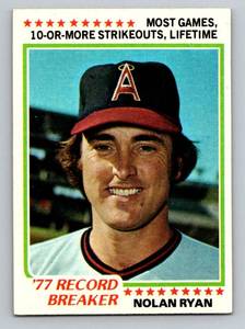 lot 28C image: Nolan Ryan 1978 Topps Record Breaker #6 Vintage Baseball Card