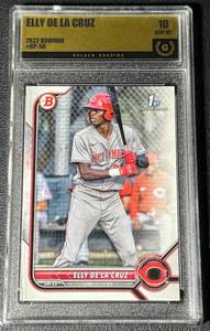 lot 5A image: Elly De La Cruz Graded 10 Gem Mint RC 2022 Bowman 1st #BP-50 Rookie Baseball Card