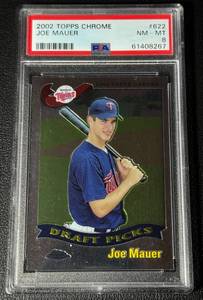 lot 13A image: Joe Mauer RC PSA 8 NM-MT 2002 Topps Chrome #622 Rookie Minnesota Twins Baseball Card