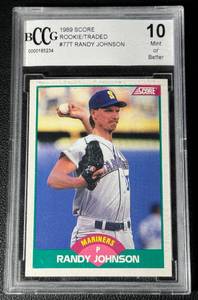 lot 15A image: Randy Johnson RC Graded 10 Gem Mint 1989 Score Traded #77T Baseball Card
