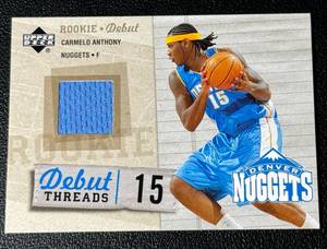 lot 24A image: Carmelo Antony Relic RC 2005-06 Upper Deck Rookie Debut Threads #DT-CA Rookie Basketball Card