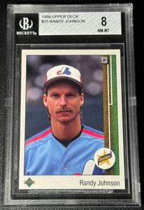 lot 25A image: Randy Johnson RC Graded 8 NM-MT 1989 Upper Deck #25 Rookie Baseball Card