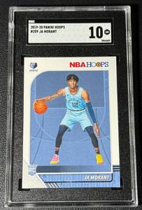 lot 27A image: Ja Morant RC SGC Graded 10 Gem Mint 2019-20 Hoops #259 Rookie Basketball Card