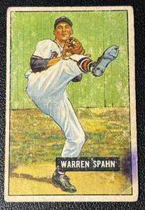 lot 28A image: Warren Spahn 1951 Bowman #134 Vintage Baseball Card