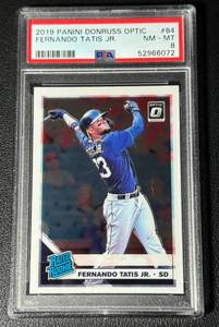 lot 29A image: Fernando Tatis Jr. RC PSA 8 NM-MT 2019 Donruss Optic #84 Rookie Baseball Card