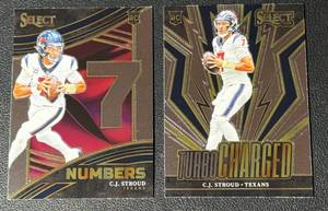 lot 30A image: CJ Stroud (2) RC Lot 2023 Select Turbo Charged #TUR-CST and Numbers #NMB-CST Rookie Football Cards