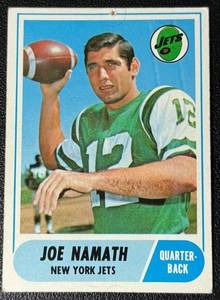 lot 38A image: Joe Namath 1968 Topps #65 Vintage Football Card