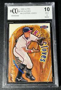 lot 48A image: Chipper Jones Graded 10 Gem Mint 1998 Ultra Kid Gloves #4 Baseball Card