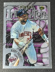 lot 49A image: Kirby Puckett SP Insert 1996 Topps Finest Intimidators #79 Minnesota Twins Baseball Card