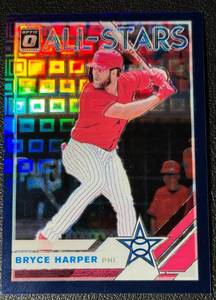 lot 55A image: Bryce Harper 99 Refractor 2019 Donruss Optic #97 Prizm, numbered 1299, Baseball Card