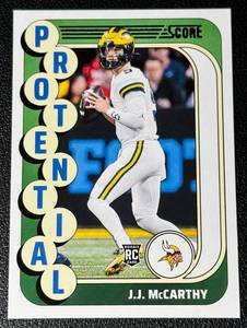 lot 75A image: JJ McCarthy RC 2024 Score #10 Protential Minnesota Vikings Football Card
