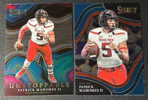 lot 80A image: Patrick Mahomes 2 Card Lot 2022 Select Draft Picks Insert and Field Level Football Cards