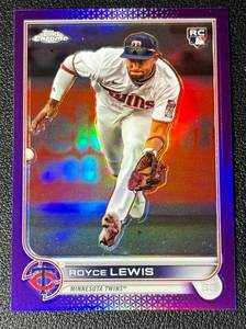 lot 97A image: Royce Lewis Purple Refractor RC 2022 Topps Chrome #USC143 Rookie Minnesota Twins Baseball Card