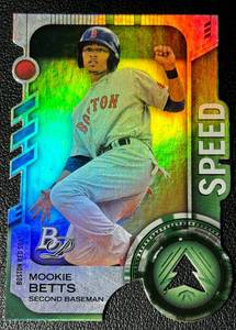 lot 102A image: Mookie Betts RC Foil Die Cut 2014 Bowman Platinum Speed #TDC-MB Rookie Baseball Card