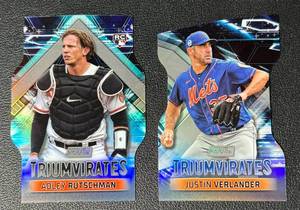 lot 128A image: Adley Rutschman  Justin Verlander 2 Card Die Cut Refractor Triumvirates Baseball Lot