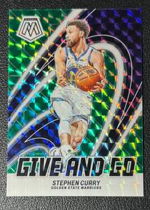 lot 133A image: Steph Curry Green Refractor Give and Go Insert 2023-24 Mosaic #1 Basketball Card
