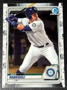 lot 142A image: Julio Rodriguez RC 2020 Bowman Chrome #BCP-19 Rookie Baseball Card