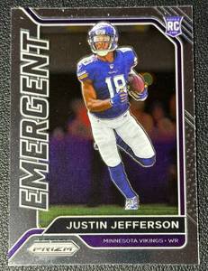 lot 144A image: Justin Jefferson RC Emergent 2020 Prizm #10 Rookie Minnesota Vikings Football Card