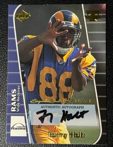 lot 37D image: Torry Holt Auto 1999 Collectors Edge Edge Triumph #TH Signed Football Card
