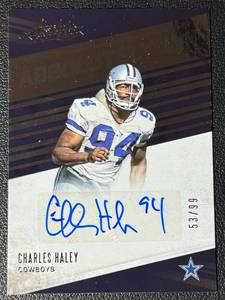 lot 41D image: Charles Haley Auto 99 2016 Absolute Absolutely Ink #48, numbered 5399, Signed Football Card