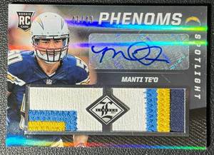 lot 43D image: Manti TeO RPA 49 RC, Quad-Color Patch - 2013 Panini Limited #222 Phenoms Spotlight - Rookie Signed Football Card