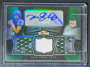 lot 44D image: Mark Sanchez RPA RC Numbered 0120 - 2009 Topps Triple Threads #123 - Tri-Relic Rookie Signed RARE Football Card