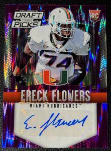 lot 47C image: Ereck Floweres Auto RC 99 2015 Collegiate Draft Picks #174 , numbered 7699 Signed Rookie FOotball Card