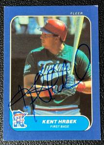 lot 49C image: Ken Hrbek Auto 1986 Fleer Mini #84 Signed Minnesota Twins Baseball Card