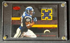 lot 51C image: LaDanian Tomlinson Relic 50 2003 Fleer Hot Prospects Game Worn, #HM-LT numbered 0750, Football Card