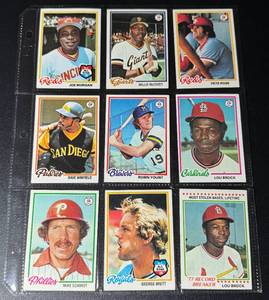 lot 42C image: 1978 Topps Baseball 9 Card Vintage Star Lot - Yount, Brett, Schmidt, Brock, Rose, Winfield, McCovey, Morgan