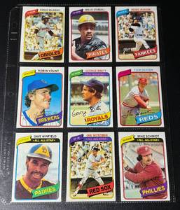 lot 44C image: 1980 Topps 9 Card Star Vintage Baseball Lot - Brett, Yount, Seaver, Schmidt, Winfield, Yaz, Murray, Stargell, Jackson