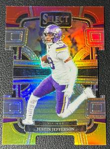 lot 151A image: Justin Jefferson Die Cut Prizm Concourse 2023 Select #65 Minnesota Vikings Football Card