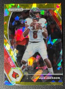 lot 175A image: LaMar Jackson Cracked Ice Prizm 2021 Draft Picks #25 Football Card