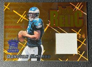 lot 179A image: Donovan McNabb RC Relic 1999 Topps Stars #RR3 Rookie Football Card