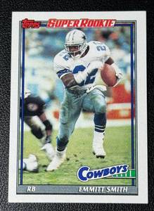 lot 183A image: Emmitt Smith RC 1991 Topps #360 Rookie Football Card
