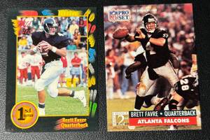 lot 184A image: Brett Favre 2 Card RC Lot Rookie Football Cards