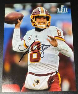 lot 198A image: Kirk Cousins Signed 8x10 Photo - Minnesota Vikings Football