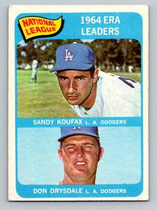 lot 89 image: Sandy Koufax  Don Drysdale 1965 Topps NM ERA Leaders #8 Vintage Baseball Card