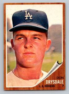 lot 93 image: 1962 Topps Don Drysdale #340 Vintage Baseball Card
