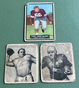 lot 34D image: 1948 Bowman and 1951 Topps Magic 3 Card Vintage Football Lot