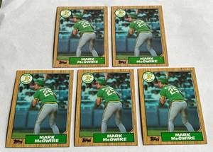 lot 71C image: Mark McGwire 5 Card RC Lot - 1987 Topps #366 Rookie Baseball Card