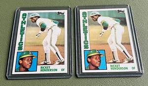 lot 85D image: Rickey Henderson 2 Card Lot 1984 Topps #230 Vintage Baseball Cards