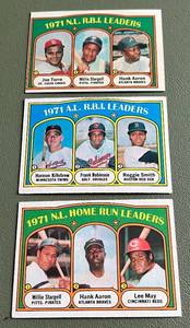 lot 88 image: 1972 Topps Baseball 3 Card Leaders Lot - Han Aaron, Stargell, Killebrew #87, 88, 89 Vintage Baseball Cards