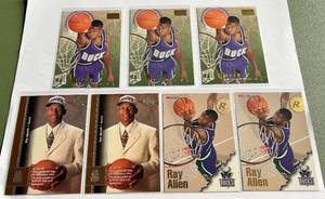 lot 100 image: Ray Allen 7 Card RC Lot Rookie Basketball Cards