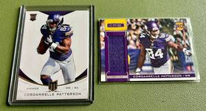 lot 112 image: Cordarelle Patterson 2 Card Relic and RC Lot - Minnesota Vikings Football Cards